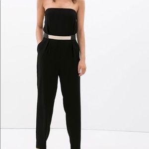 Zara black romper / jumpsuit strapless